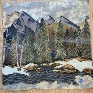 VTG 27x27 Tapestry Fabric Sample LaCrosse Furniture Co Country Landscape Scene
